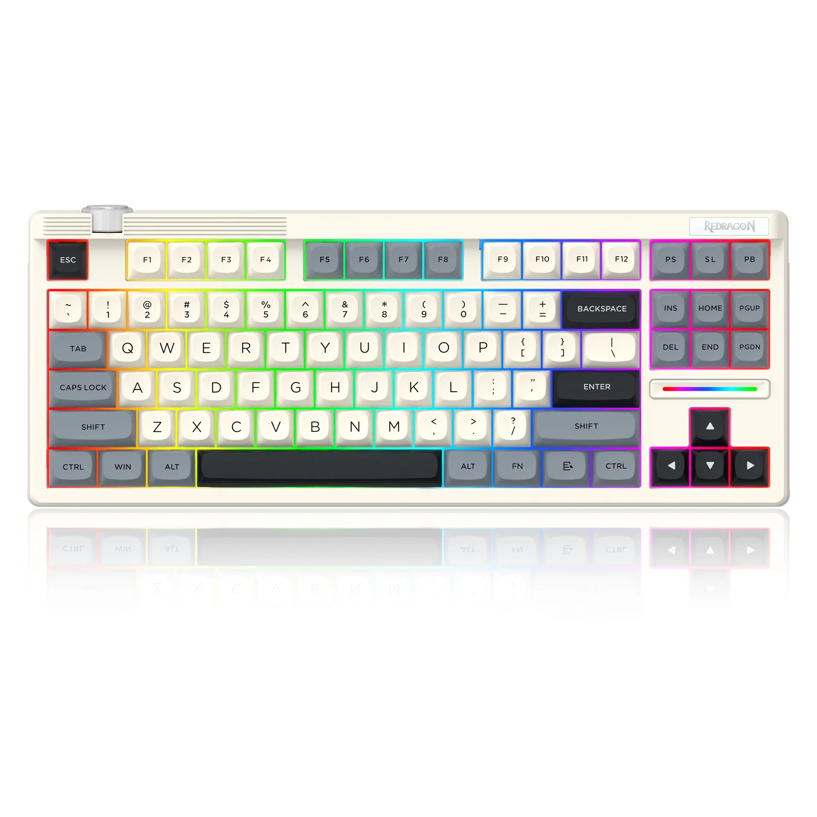 Redragon OTIIM Pro 3-Modes Connectivity 87 Keys Gasket Mechanical Keyboard (Black/Grey/White) (K729GBW-RGB-PRO) - Image 2