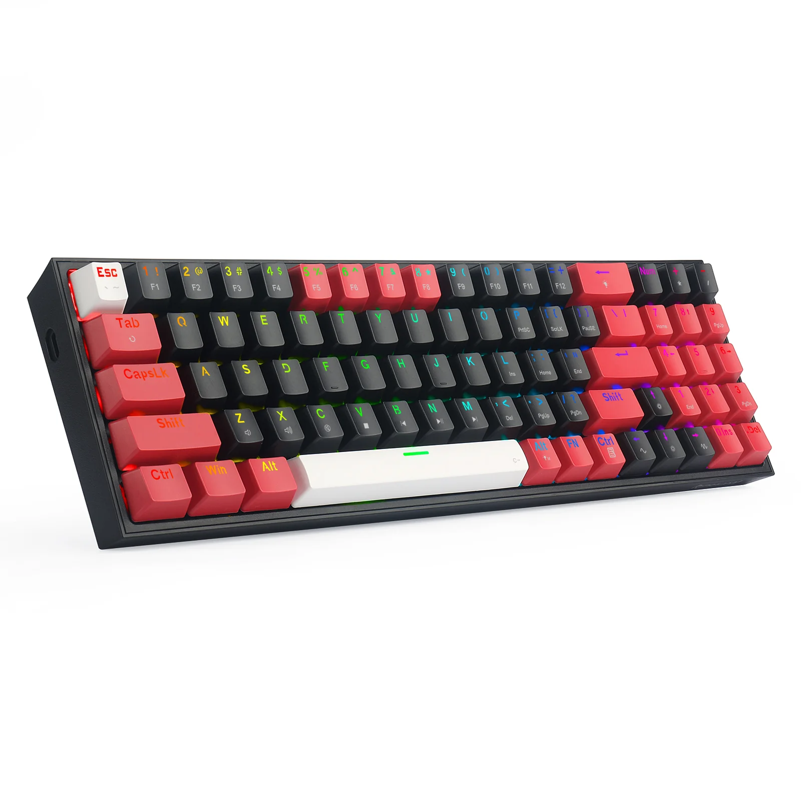 Redragon Pollux 78-Keys Wired Mechanical Gaming Keyboard (Dust-Proof Red Switch) (Black-Red-White) (K628RGB-BRW) - Image 3