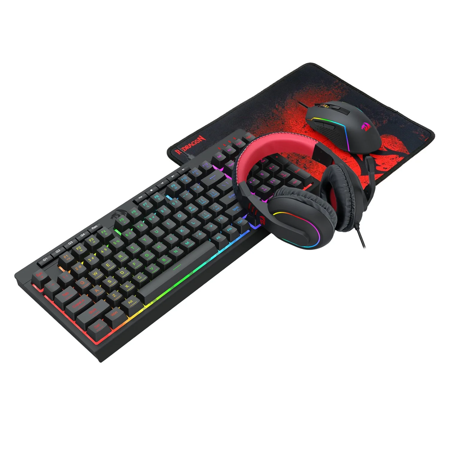 Redragon S148 4-in-1 Gamer Bundle (Wired Backlighting Keyboard, Mouse, Headset & Mouse Pad) - Image 5