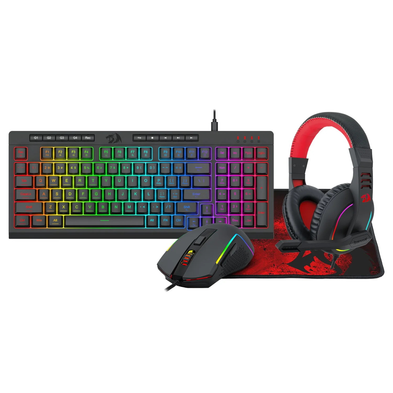 Redragon S148 4-in-1 Gamer Bundle (Wired Backlighting Keyboard, Mouse, Headset & Mouse Pad) - Image 7