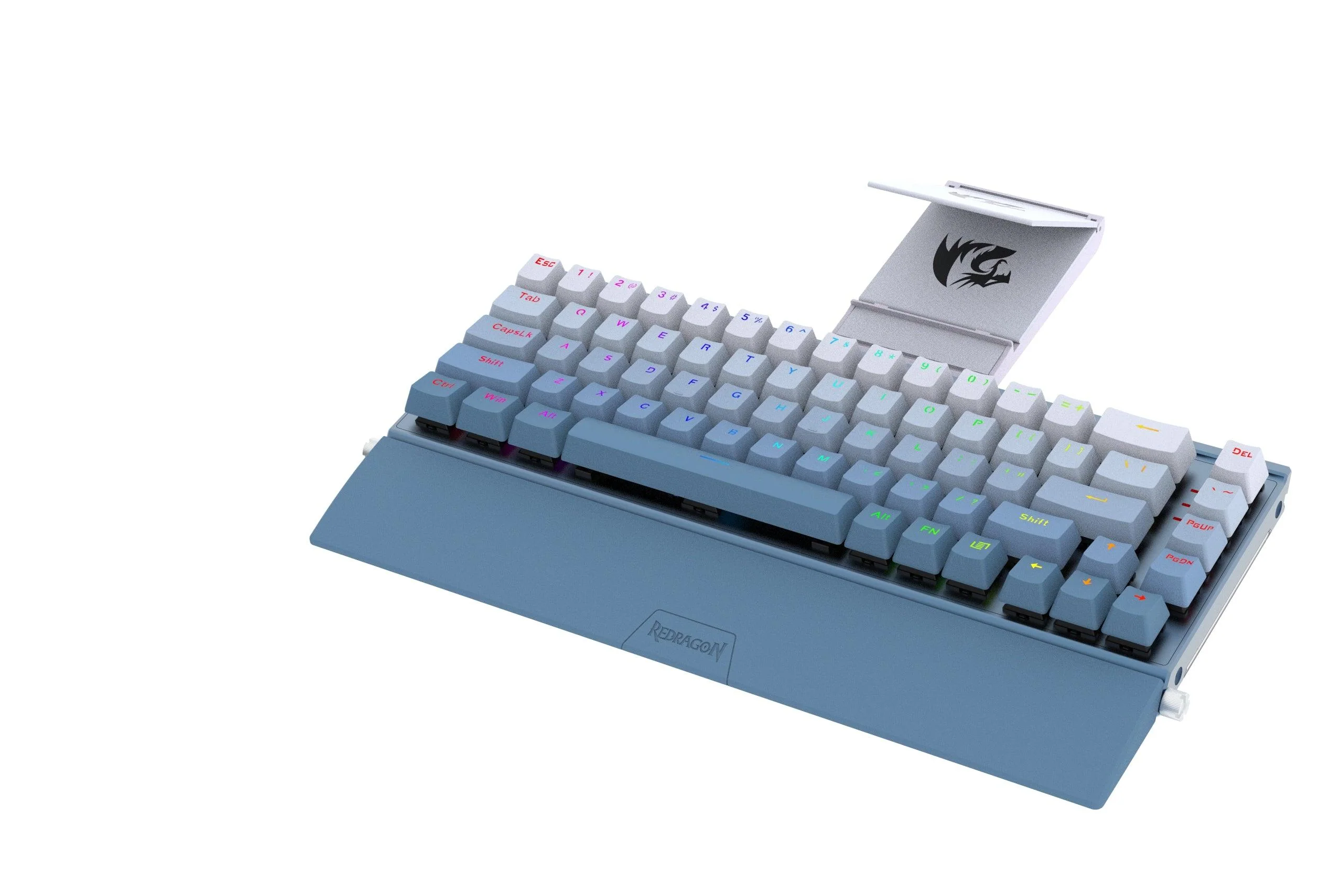 Redragon Shaco 60% Aluminum RGB Mechanical Keyboard With Tablet/Cellphone Stand & Palm Rest (Dust-Proof Outemu Red Switch) (Blue White) (K641B-BW-RGB) - Image 3