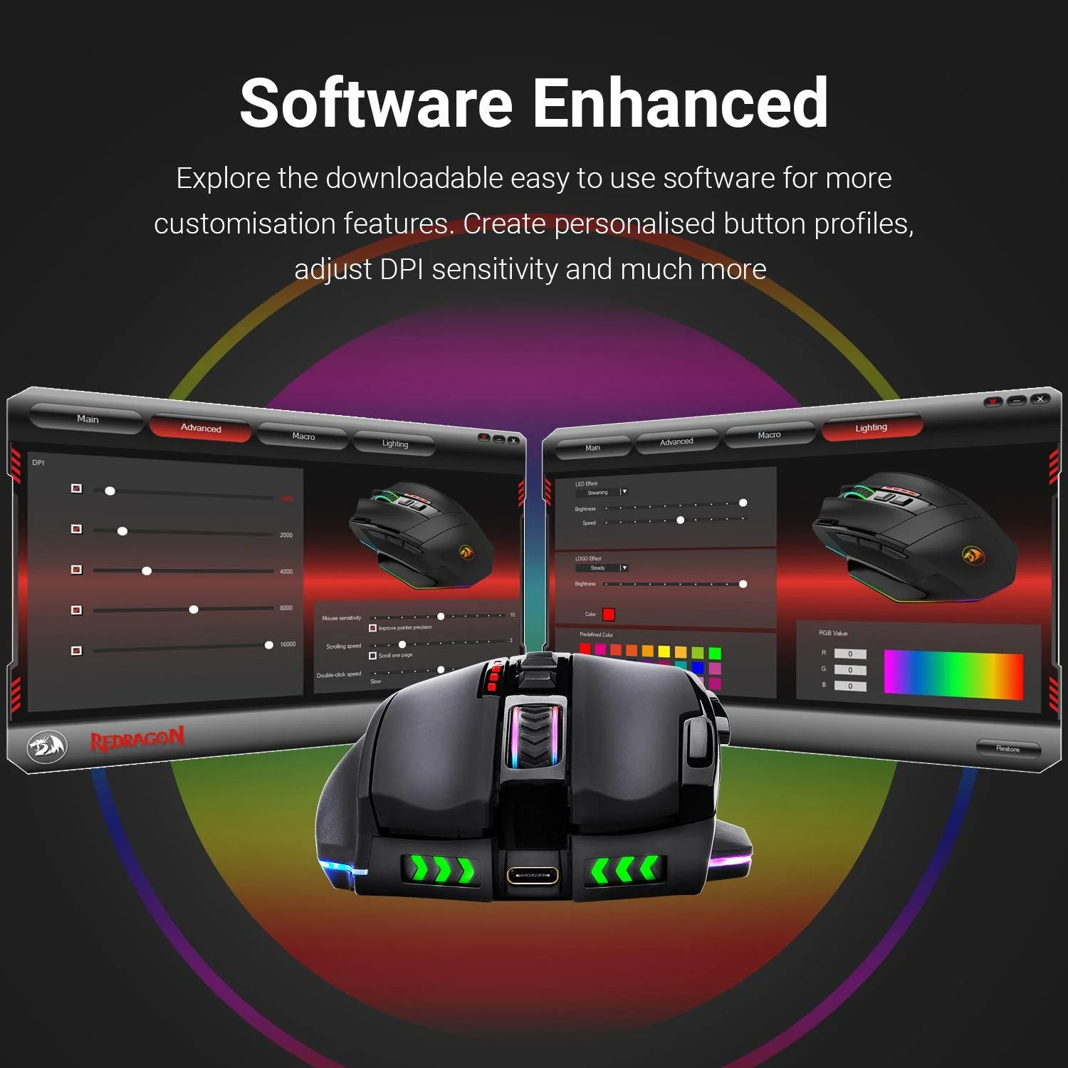 Redragon Sniper Pro Wired & Wireless Gaming Mouse (M801P-RGB) - Image 5