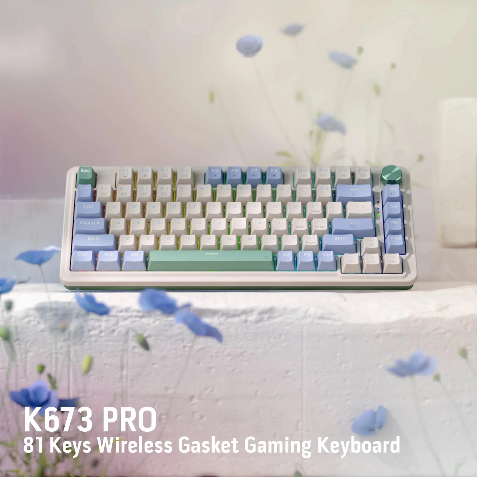 Redragon Ucal Pro RGB Wireless 75% Gasket Hot-Swappable Mechanical Keyboard With Knob (Dust-Proof Red Switch) (K673CPG-RGB-PRO) - Image 3