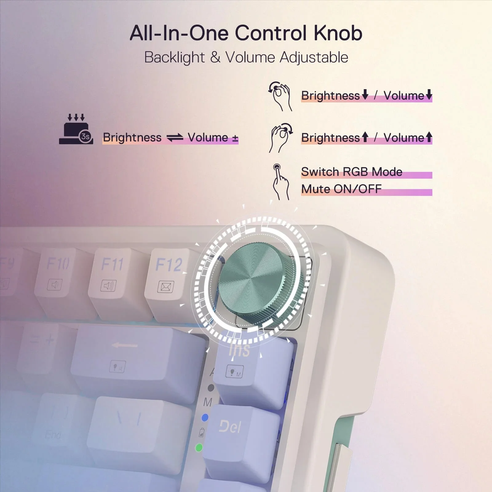 Redragon Ucal Pro RGB Wireless 75% Gasket Hot-Swappable Mechanical Keyboard With Knob (Dust-Proof Red Switch) (K673CPG-RGB-PRO) - Image 5