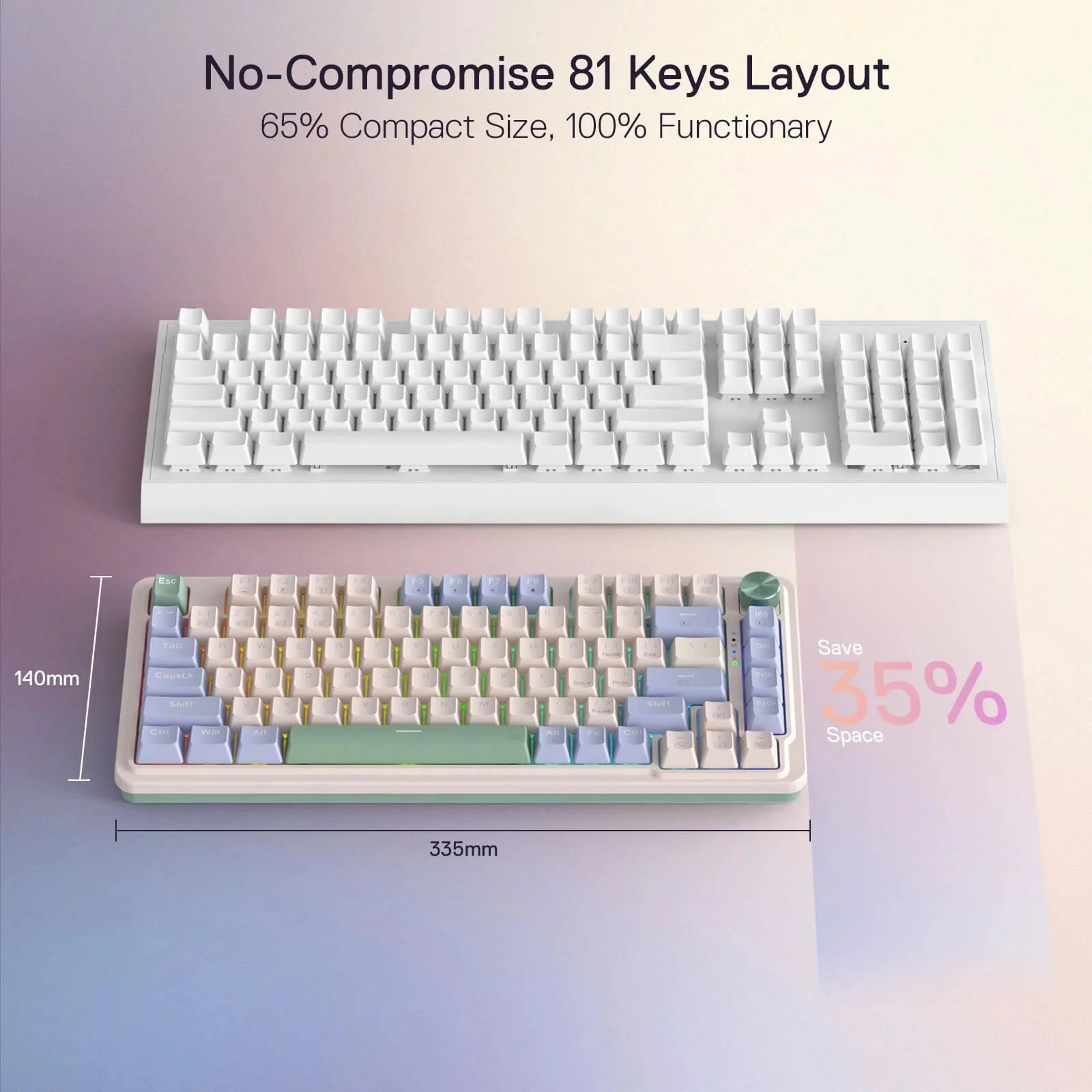 Redragon Ucal Pro RGB Wireless 75% Gasket Hot-Swappable Mechanical Keyboard With Knob (Dust-Proof Red Switch) (K673CPG-RGB-PRO) - Image 7