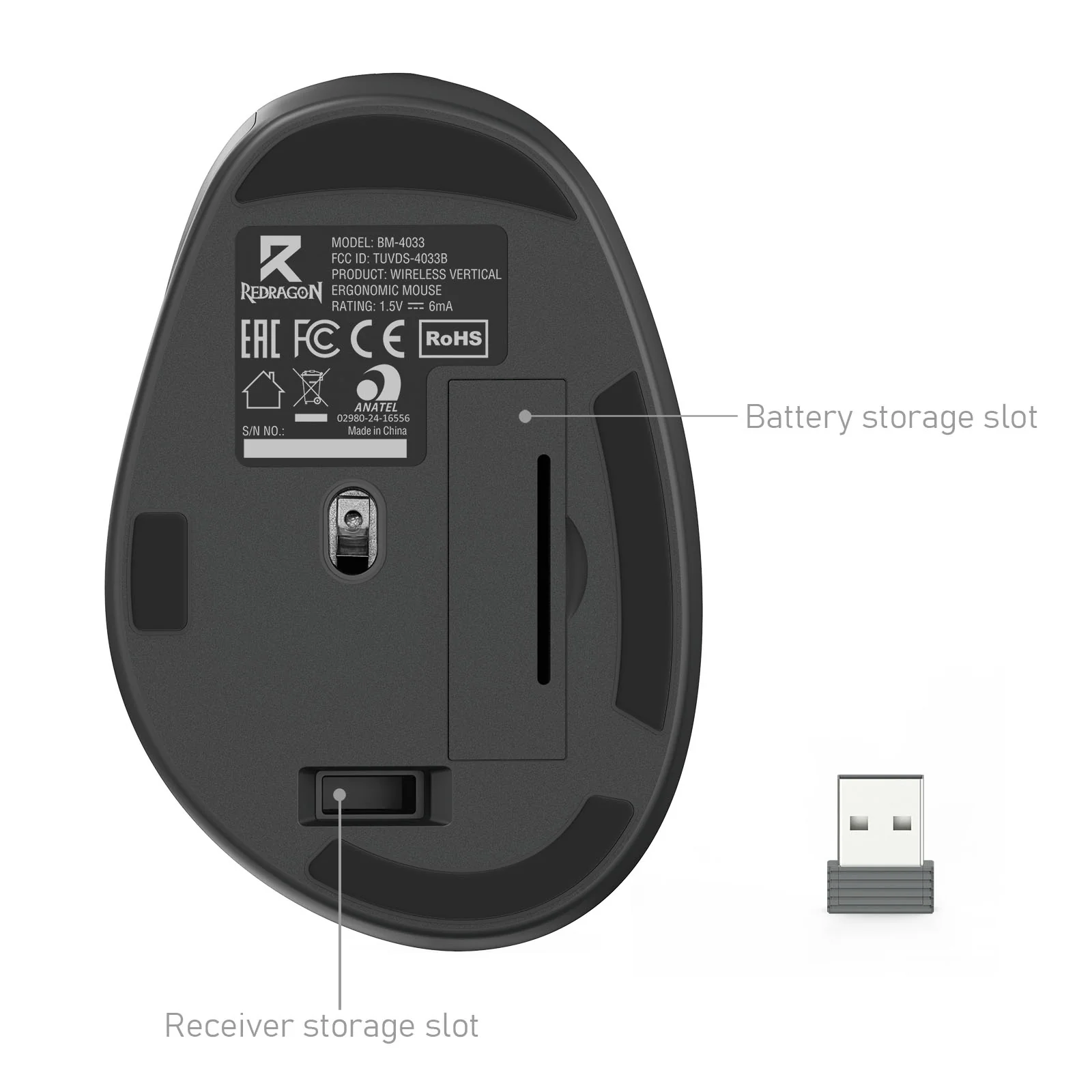 Redragon Wireless 2.4Ghz Vertical Ergonomic Mouse (BM-4033) - Image 8