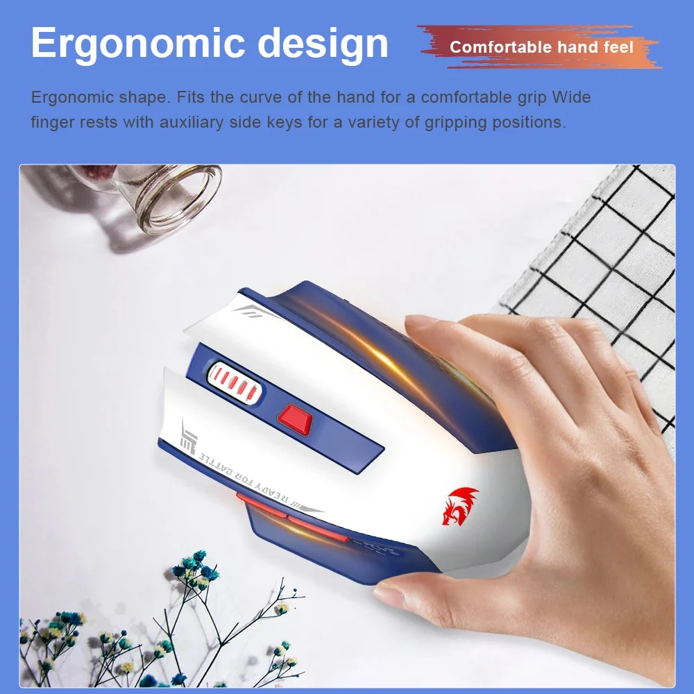 Redragon Woki Superlight Wireless Gaming Mouse (White/Blue) (M994WBR) - Image 3