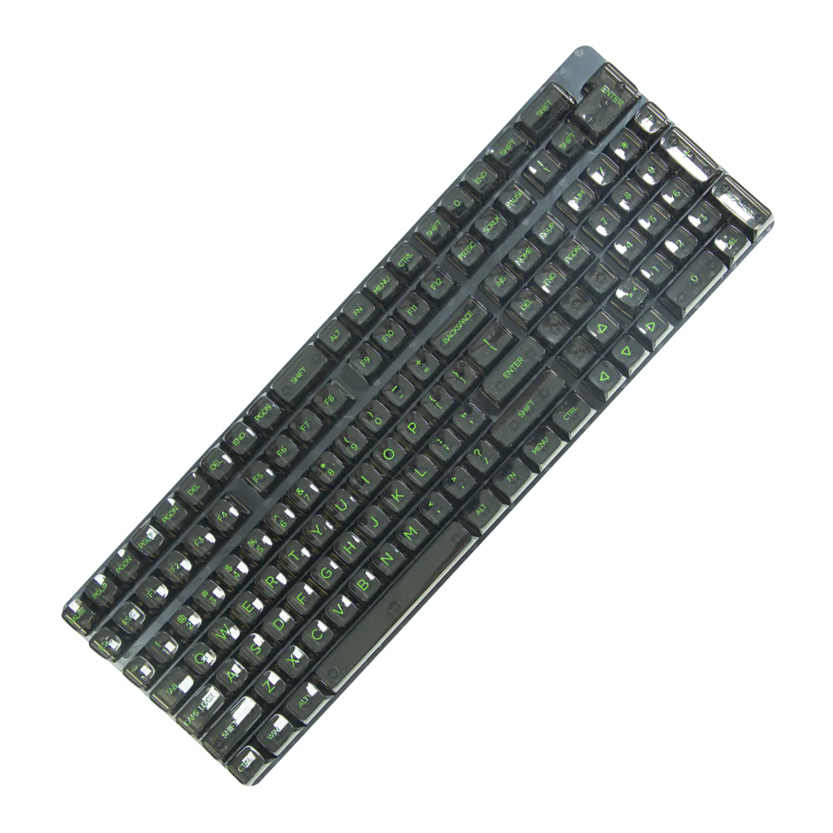 Royal Kludge CBSA-14 132 Keys Standard Transparent Profile Keycaps Fullset - Green Letter (Black) - Image 2