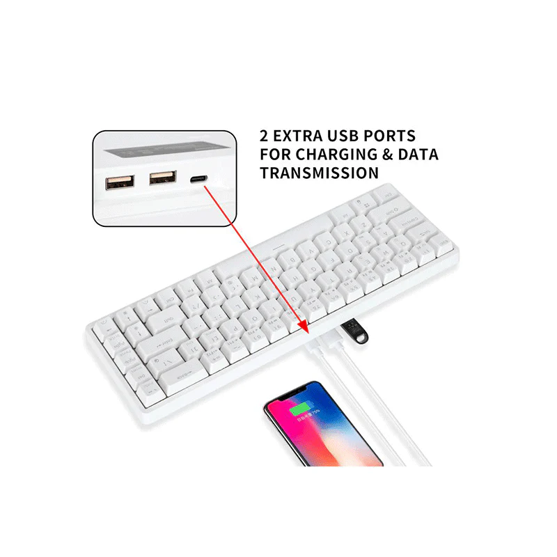 Royal Kludge G68Pro Tri-Mode RGB 68 Keys Hot Swappable Mechanical Keyboard White (Gateron Red Switch) - Image 2