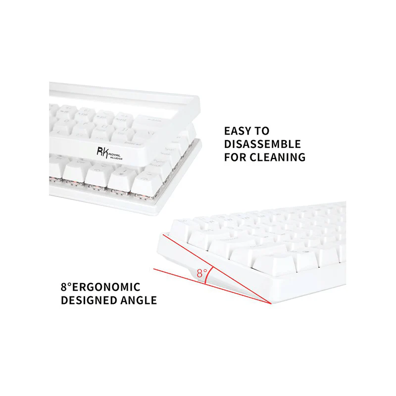 Royal Kludge G68Pro Tri-Mode RGB 68 Keys Hot Swappable Mechanical Keyboard White (Gateron Red Switch) - Image 5