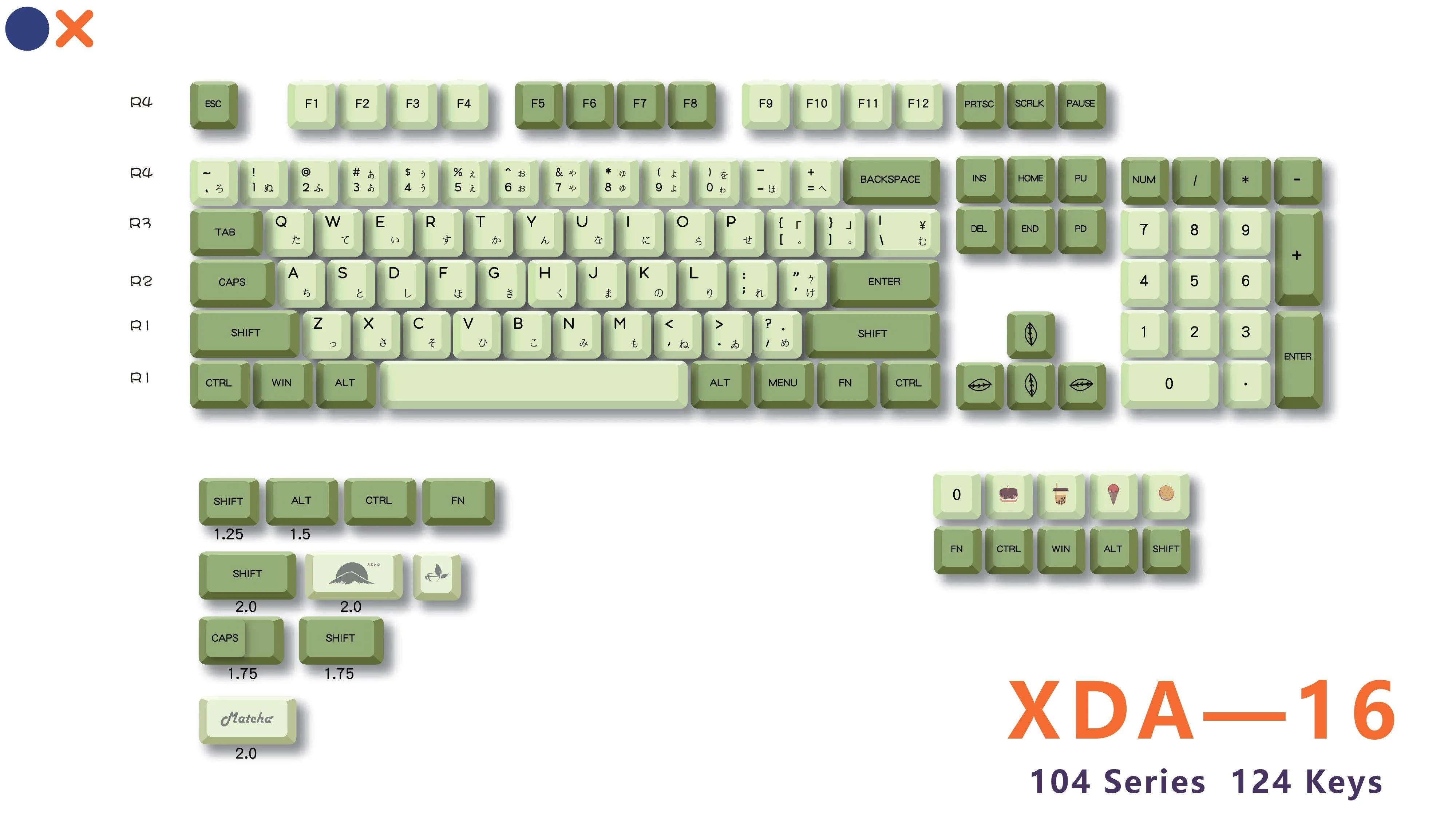 Royal Kludge PBT Keycaps 124 Keys XDA-16
