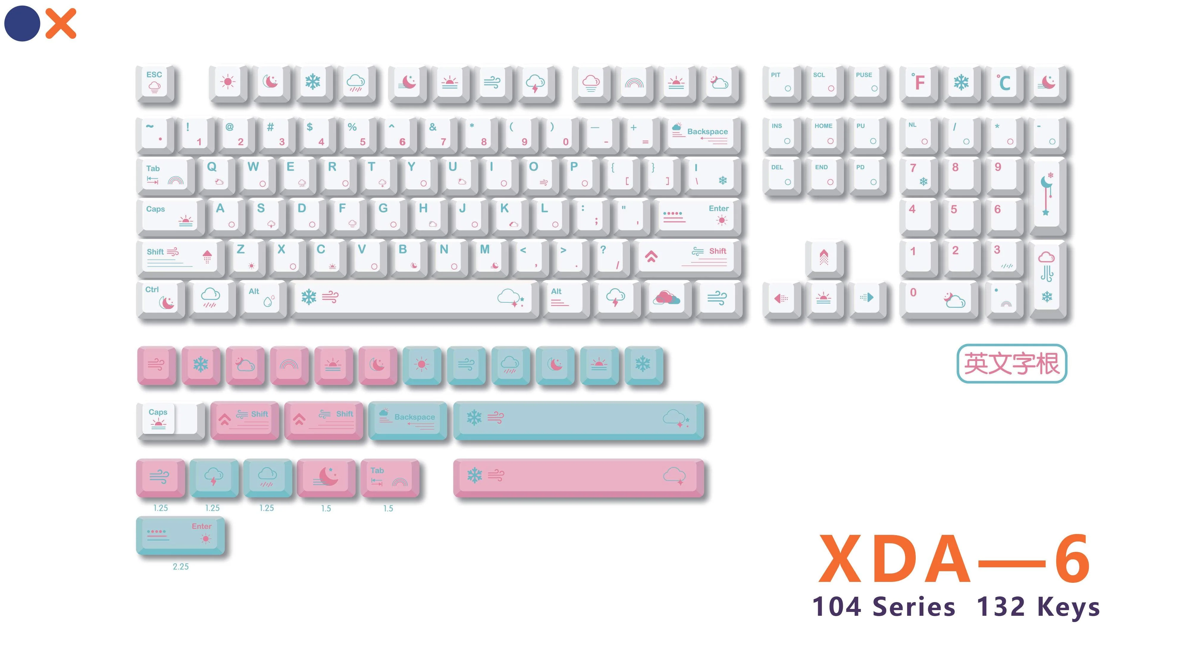 Royal Kludge PBT Keycaps 132 Keys XDA-6