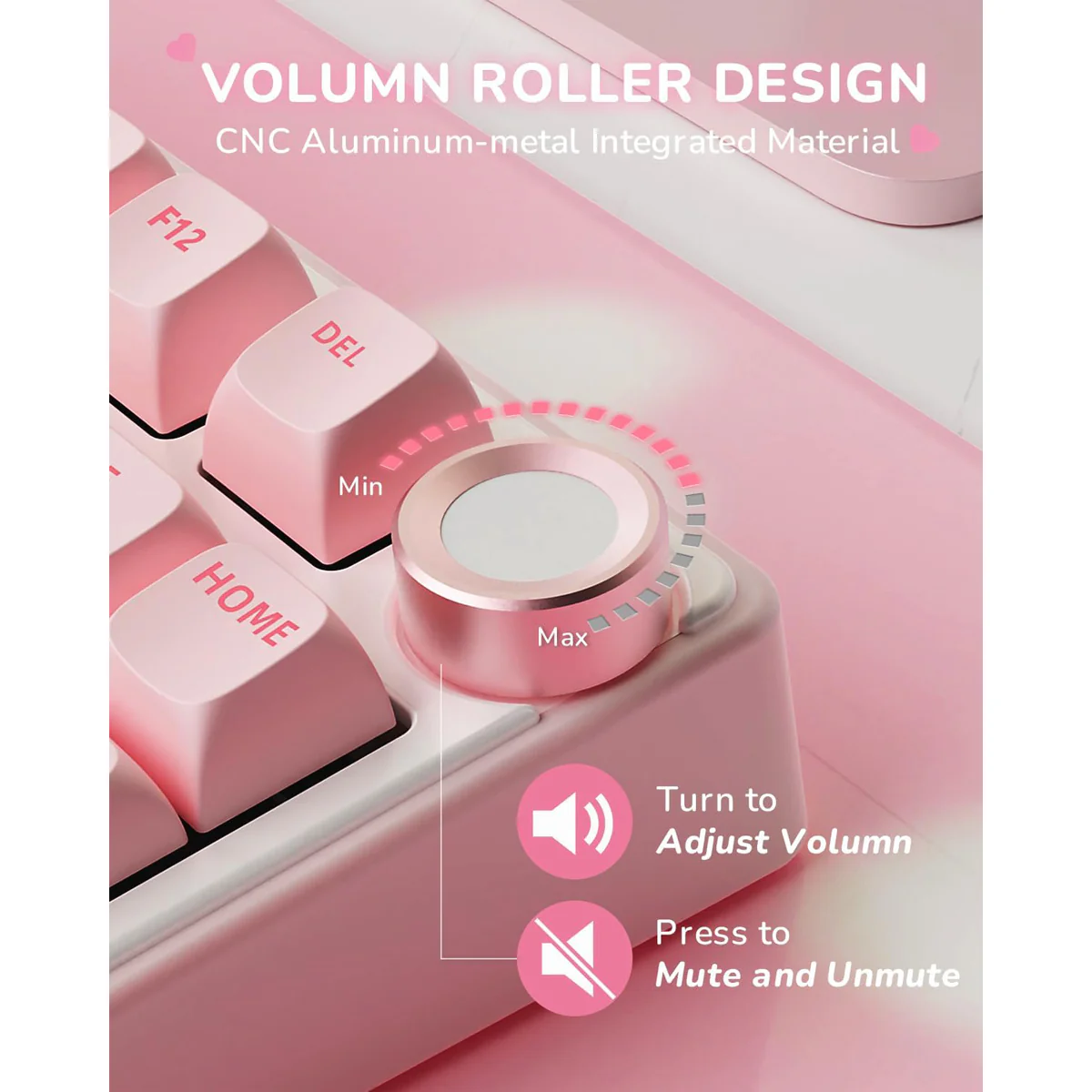 Royal Kludge R75 QMK Single-Mode RGB 81 Keys Hot-Swappable Mechanical Keyboard Pink Melody (Cream, Beige Switch) - Image 6