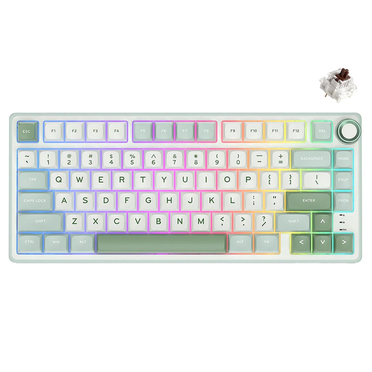 Royal Kludge R75 QMK Single-Mode RGB 81 Keys Hot-Swappable Mechanical Keyboard Sky Cyan (Blue Switch, Brown Switch, K Silver Switch) - Image 3