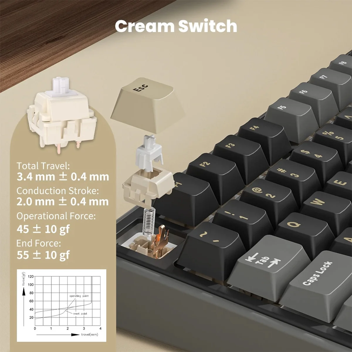 Royal Kludge R75Pro QMK Tri-Mode RGB 80 Keys Hot-Swappable Mechanical Keyboard Phantom (Cream Switch) - Image 5