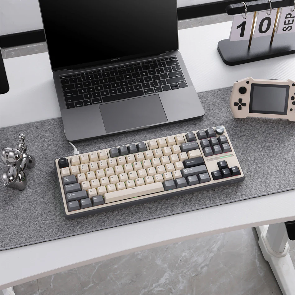 Royal Kludge R87Pro QMK Single-Mode RGB 81 Keys Hot-Swappable Mechanical Keyboard Half Grey (Blue Switch, Creamy Switch, Brown Switch) - Image 5
