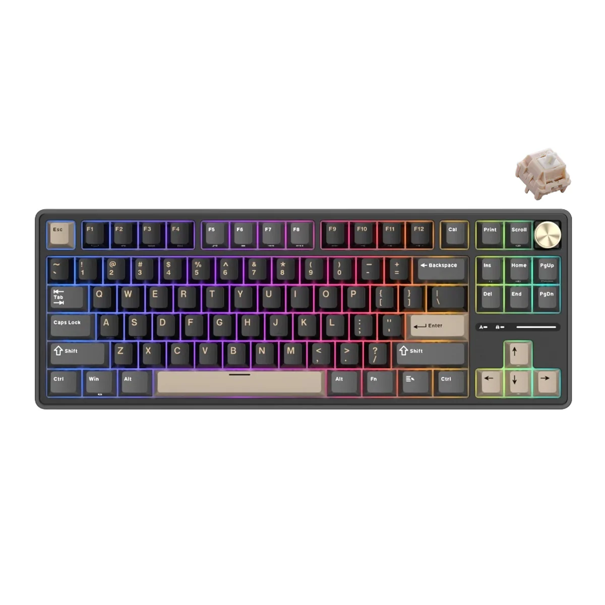 Royal Kludge R87Pro QMK Single-Mode RGB 81 Keys Hot-Swappable Mechanical Keyboard Phantom (Brown, Creamy  Switch) - Image 5