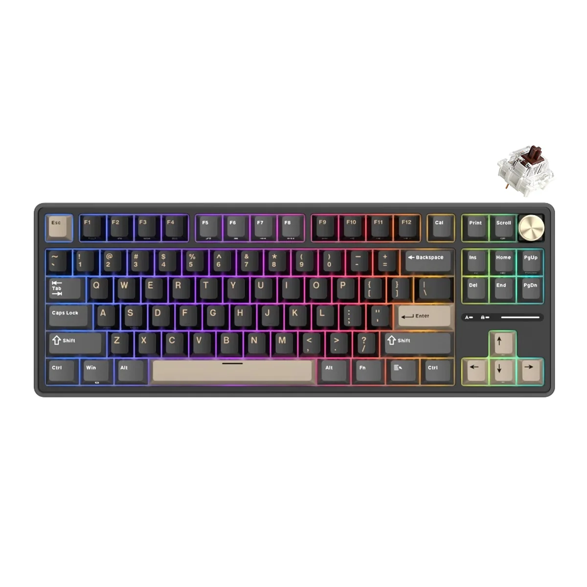 Royal Kludge R87Pro QMK Single-Mode RGB 81 Keys Hot-Swappable Mechanical Keyboard Phantom (Brown, Creamy  Switch) - Image 6