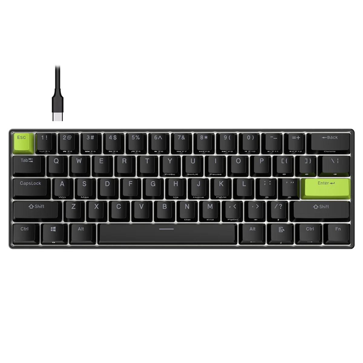 Royal Kludge RK-C61 Single-Mode RGB 61 Keys Hot Swappable Magnetic Mechanical Keyboard Black/Green (Mint Switch) - Image 3