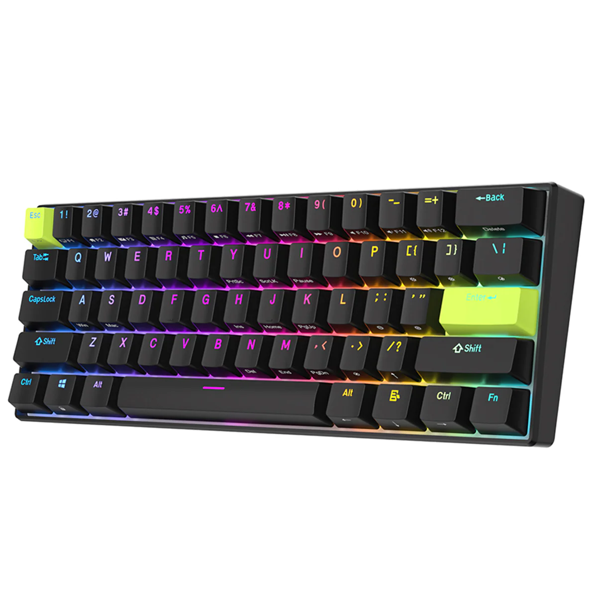 Royal Kludge RK-C61 Single-Mode RGB 61 Keys Hot Swappable Magnetic Mechanical Keyboard Black/Green (Mint Switch) - Image 4