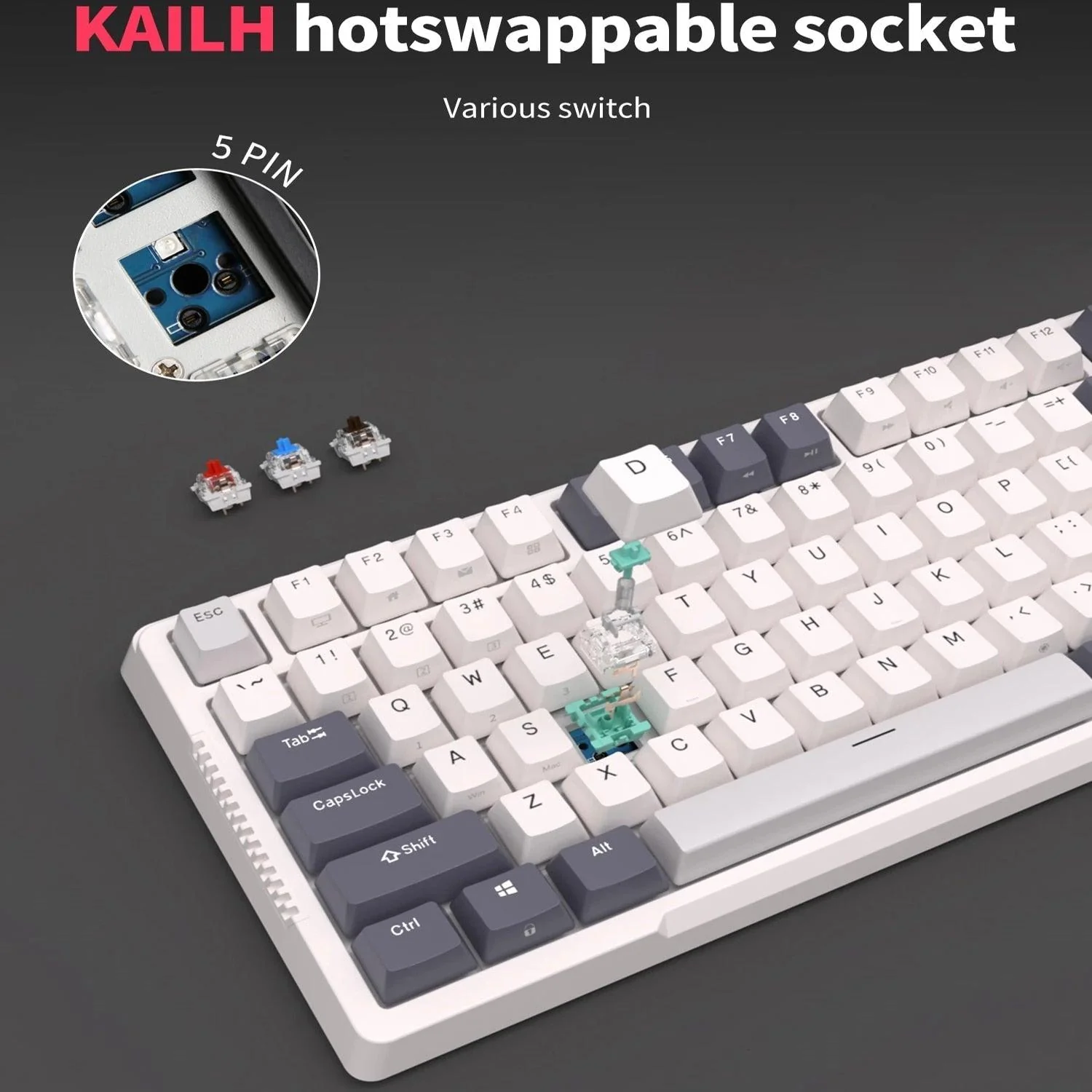 Royal Kludge RK-H81 Tri-Mode RGB 81 Keys Hot Swappable Mechanical Keyboard White Night (Brown Switch) - Image 3