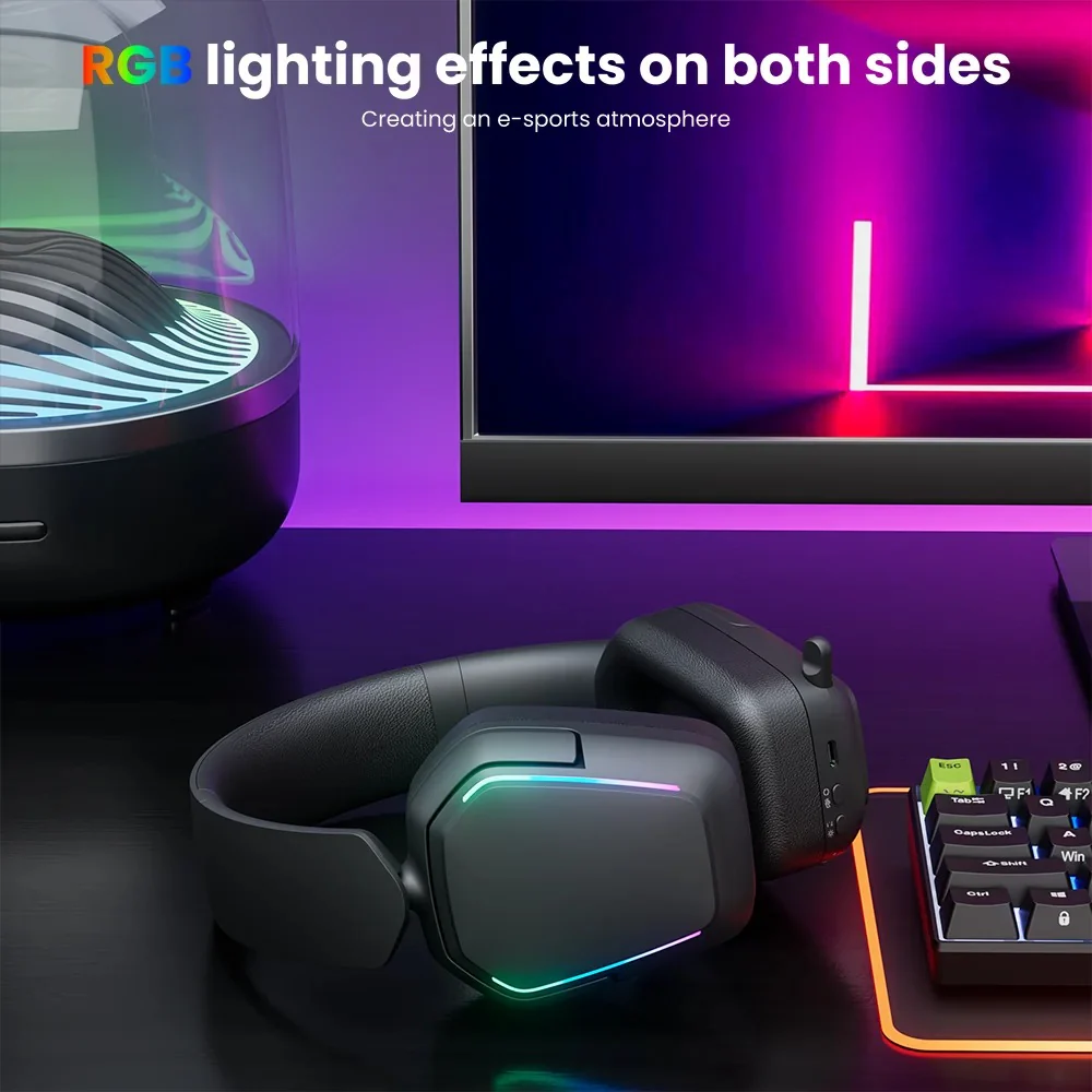 Royal Kludge RK HG101 RGB Tri-Mode Gaming Headphone (Matte Black, Platinum Grey, Berry Red, Pink) - Image 15