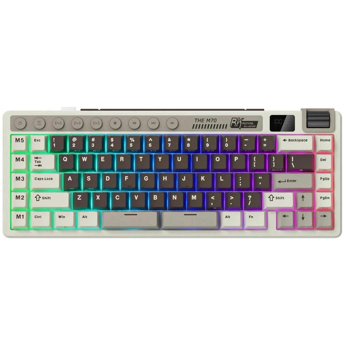 Royal Kludge RK M70 Tri-Mode RGB 73 Keys Hot-Swappable Mechanical Keyboard Mocha Grey (Cream Switch, Beige Switch) - Image 4