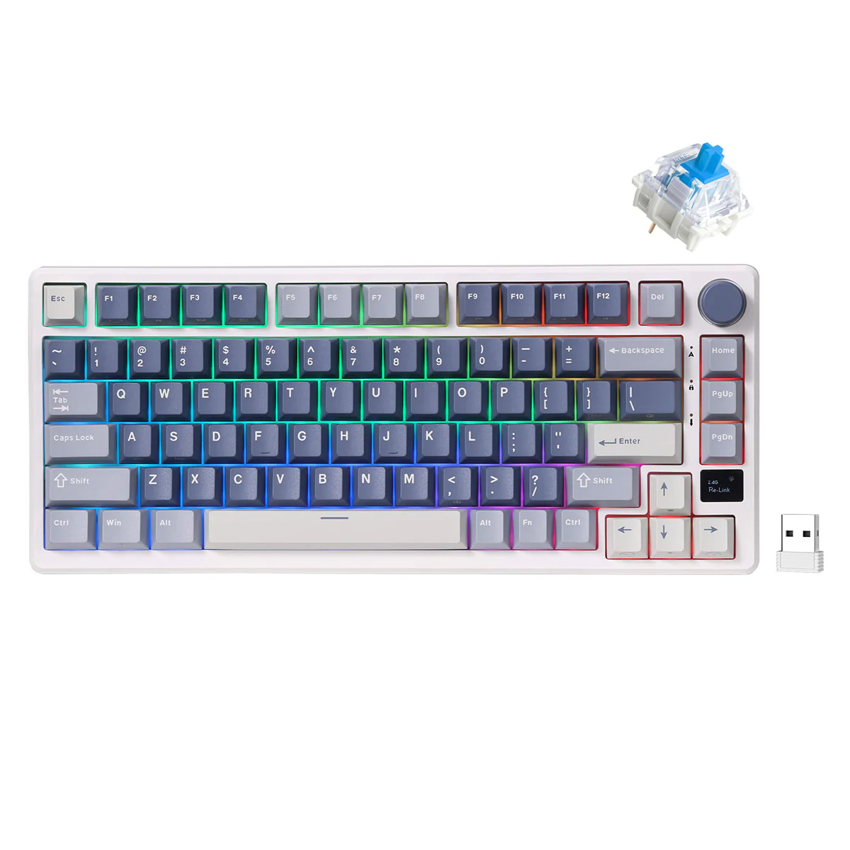 Royal Kludge RK-M75 Tri-Mode RGB 81 Keys Hot-Swappable Mechanical Keyboard Ocean Blue (Blue Switch, Brown Switch, K Silver Switch, Cream Switch, Beige Switch) - Image 2