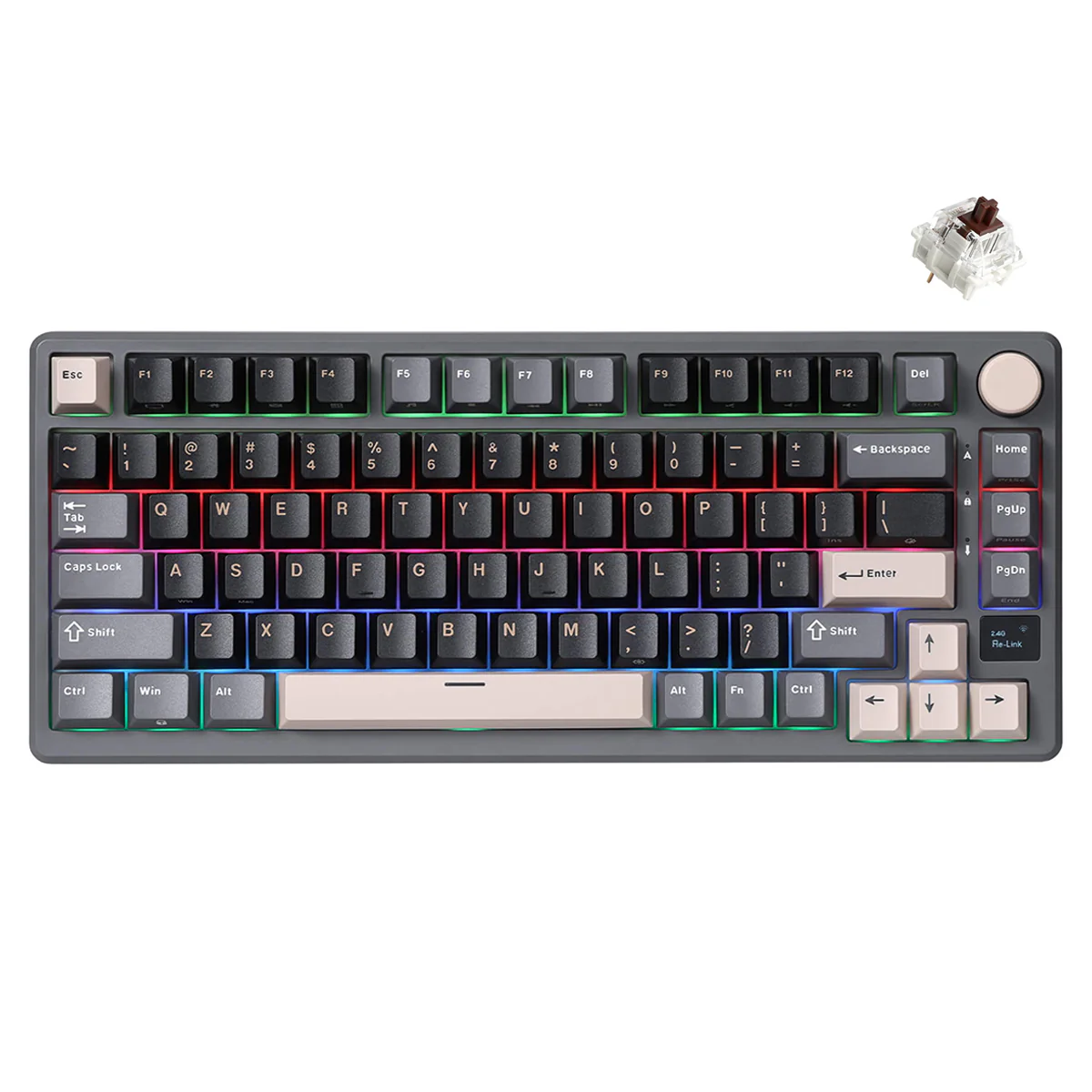 Royal Kludge RK-M75 Tri-Mode RGB 81 Keys Hot-Swappable Mechanical Keyboard Phantom (Blue Switch, Brown Switch, K Silver Switch, Beige Switch, Cream Switch) - Image 11