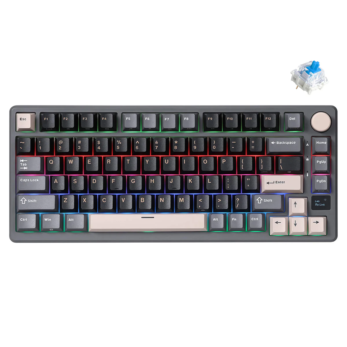 Royal Kludge RK-M75 Tri-Mode RGB 81 Keys Hot-Swappable Mechanical Keyboard Phantom (Blue Switch, Brown Switch, K Silver Switch, Beige Switch, Cream Switch) - Image 12