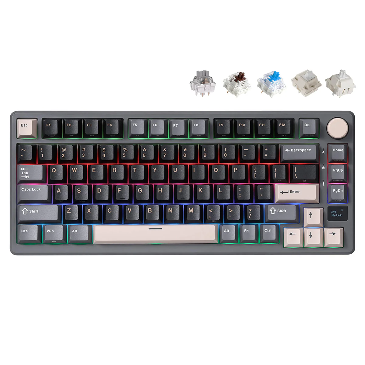 Royal Kludge RK-M75 Tri-Mode RGB 81 Keys Hot-Swappable Mechanical Keyboard Phantom (Blue Switch, Brown Switch, K Silver Switch, Beige Switch, Cream Switch) - Image 16