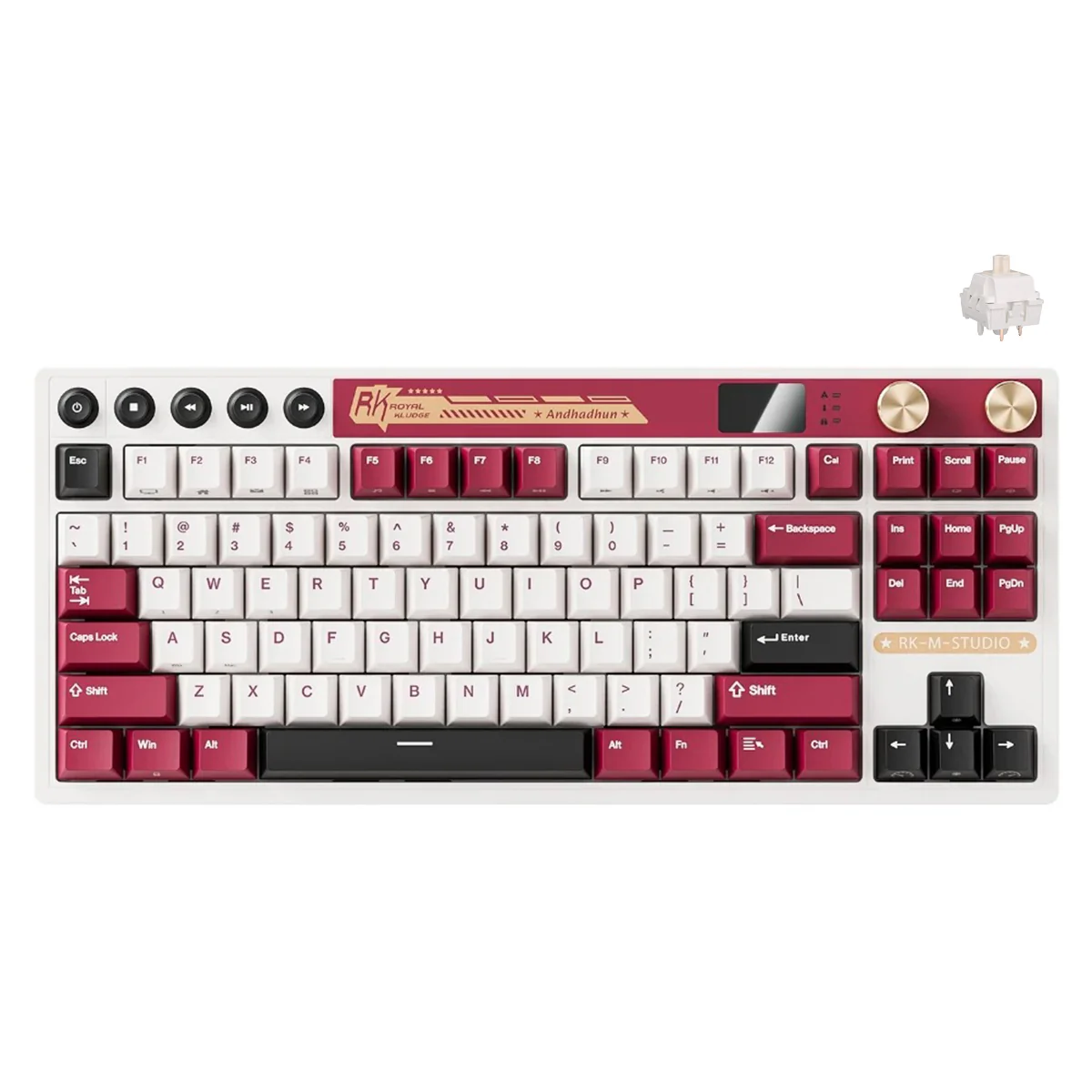 Royal Kludge RK M87 Tri-Mode RGB 88 Keys Hot-Swappable Mechanical Keyboard Famicom (Blue Switch, Beige Switch, Cream Switch) - Image 4