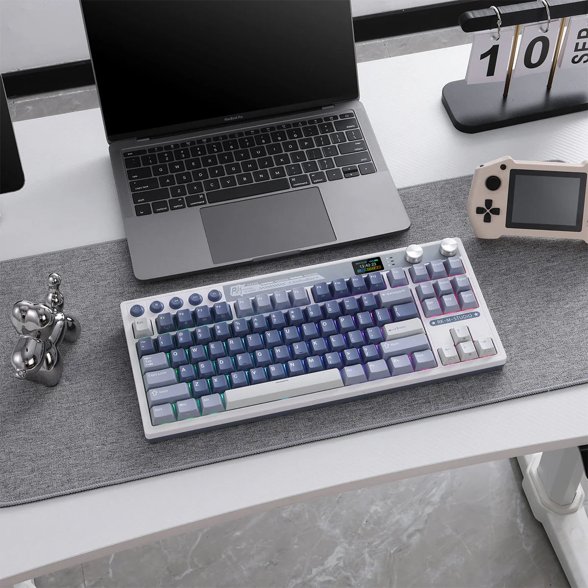 Royal Kludge RK M87 Tri-Mode RGB 88 Keys Hot-Swappable Mechanical Keyboard Ocean Blue (Blue Switch, Beige Switch, Cream Switch) - Image 9