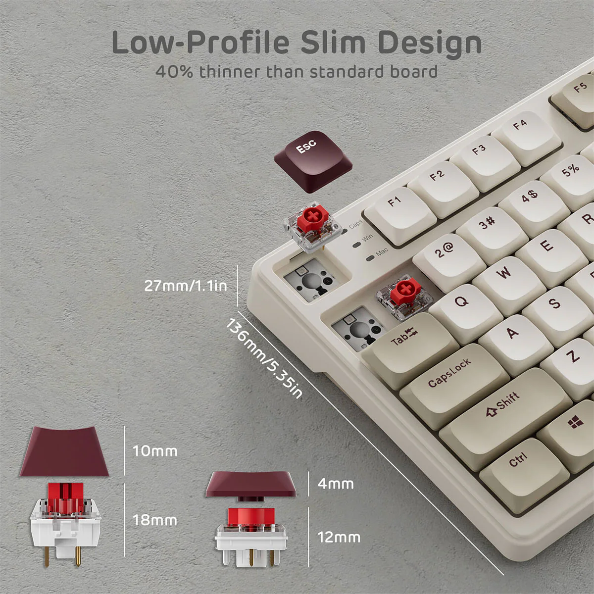Royal Kludge RK N80 Tri-Mode RGB 80 Keys Hot Swappable Mechanical Keyboard Pearly Dawn (Red Switch, Brown Switch) - Image 3