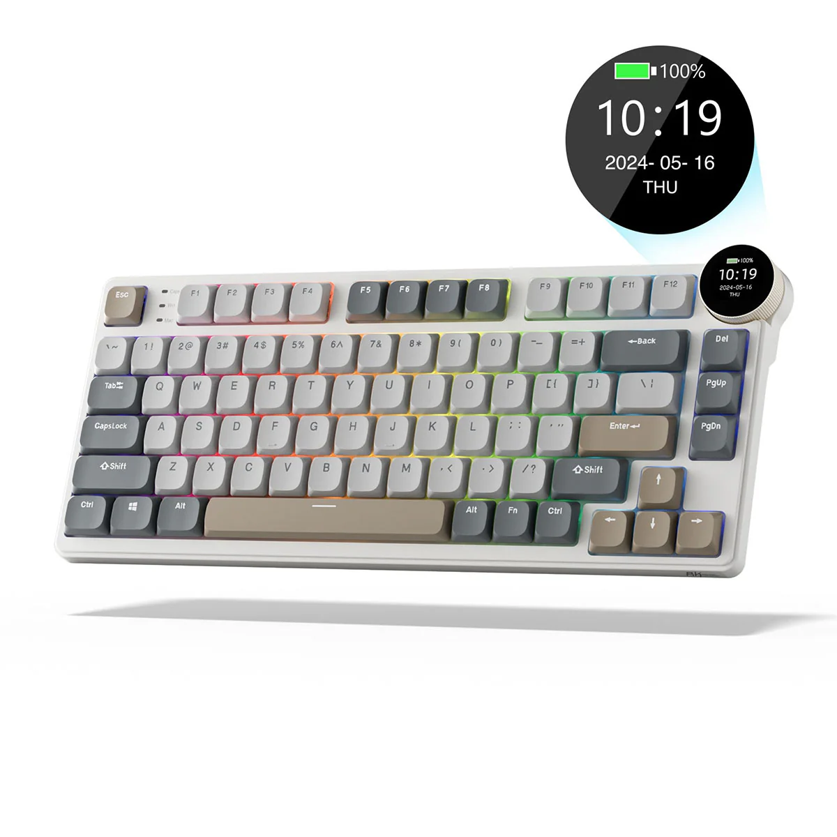 Royal Kludge RK N80 Tri-Mode RGB 80 Keys Hot Swappable Mechanical Keyboard Pearly Dawn (Red Switch, Brown Switch) - Image 9