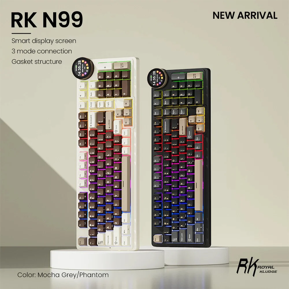 Royal Kludge RK-N99 Tri-Mode RGB 98 Keys Hot Swappable Mechanical Keyboard Palm Green (Beige, Cream, Violet Switch) - Image 2