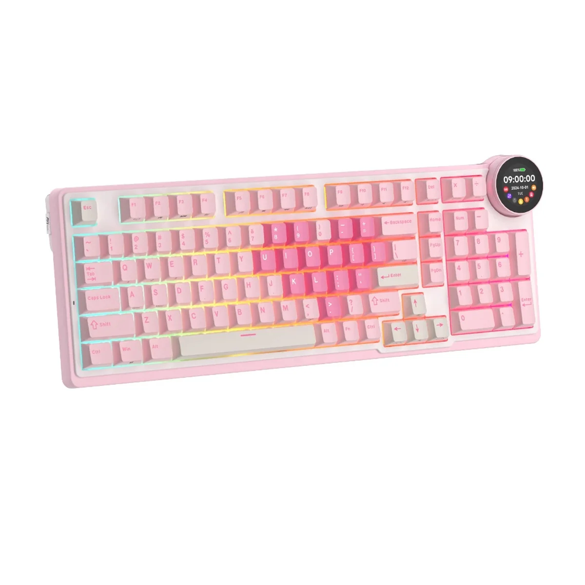 Royal Kludge RK-N99 Tri-Mode RGB 98 Keys Hot Swappable Mechanical Keyboard Pink Melody (Violet Switch, Cream Switch, Beige Switch) - Image 7