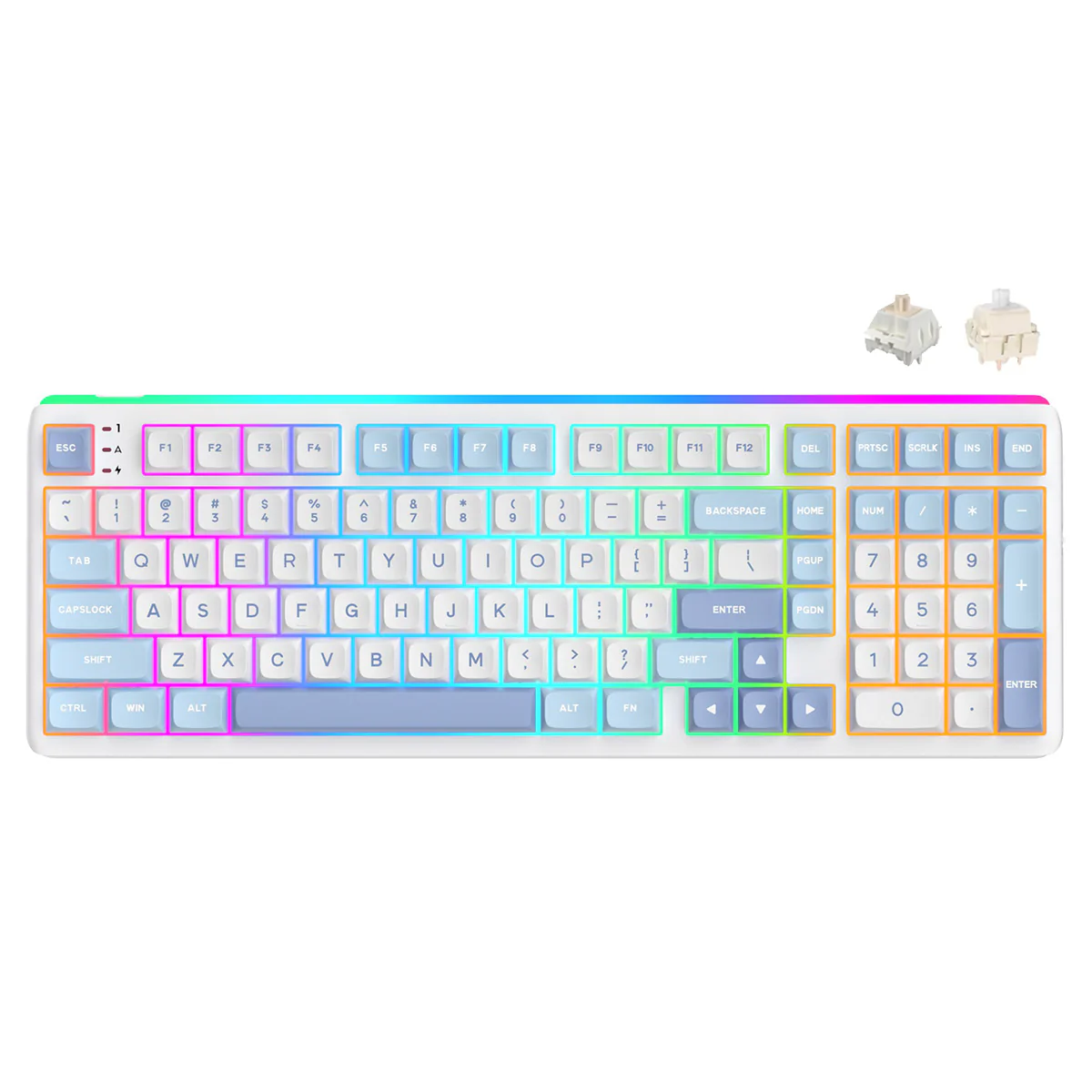 Royal Kludge RK R99 Tri-Mode RGB 101 Keys Hot-Swappable Mechanical Keyboard Rhythm Blue (Beige Switch, Cream Switch) - Image 14