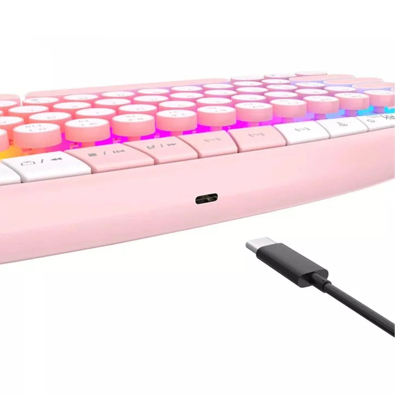 Royal Kludge RK Round Tri-Mode RGB 68 Keys Hot Swappable Mechanical Keyboard Pink (Pink Switch) - Image 6