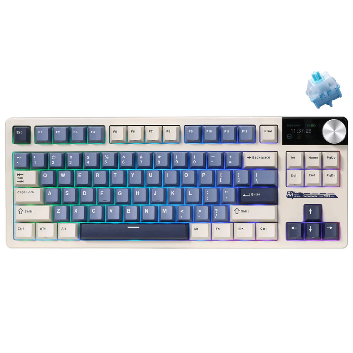 Royal Kludge RK-S85 Tri-Mode RGB 85 Keys Hot Swappable Mechanical Keyboard Horizon Blue (Cloud Switch, Beige Switch) - Image 9