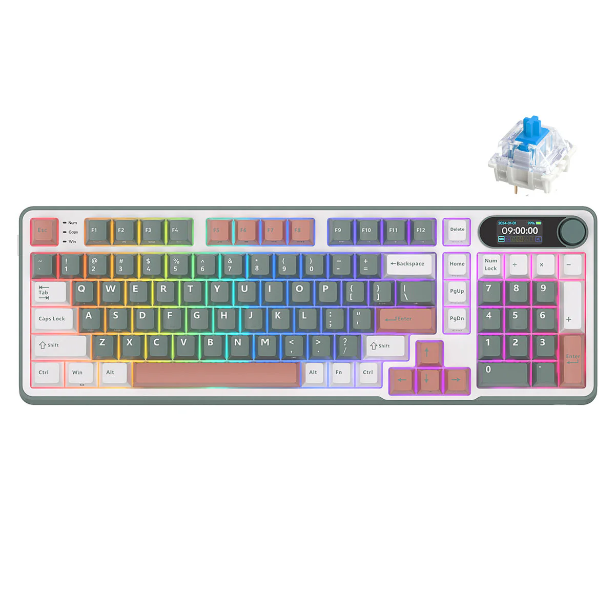 Royal Kludge RK-S98 Tri-Mode RGB 98 Keys Hot Swappable Mechanical Keyboard Camping (Blue Switch, Brown Switch, Chartreuse Switch, Beige Switch) - Image 2