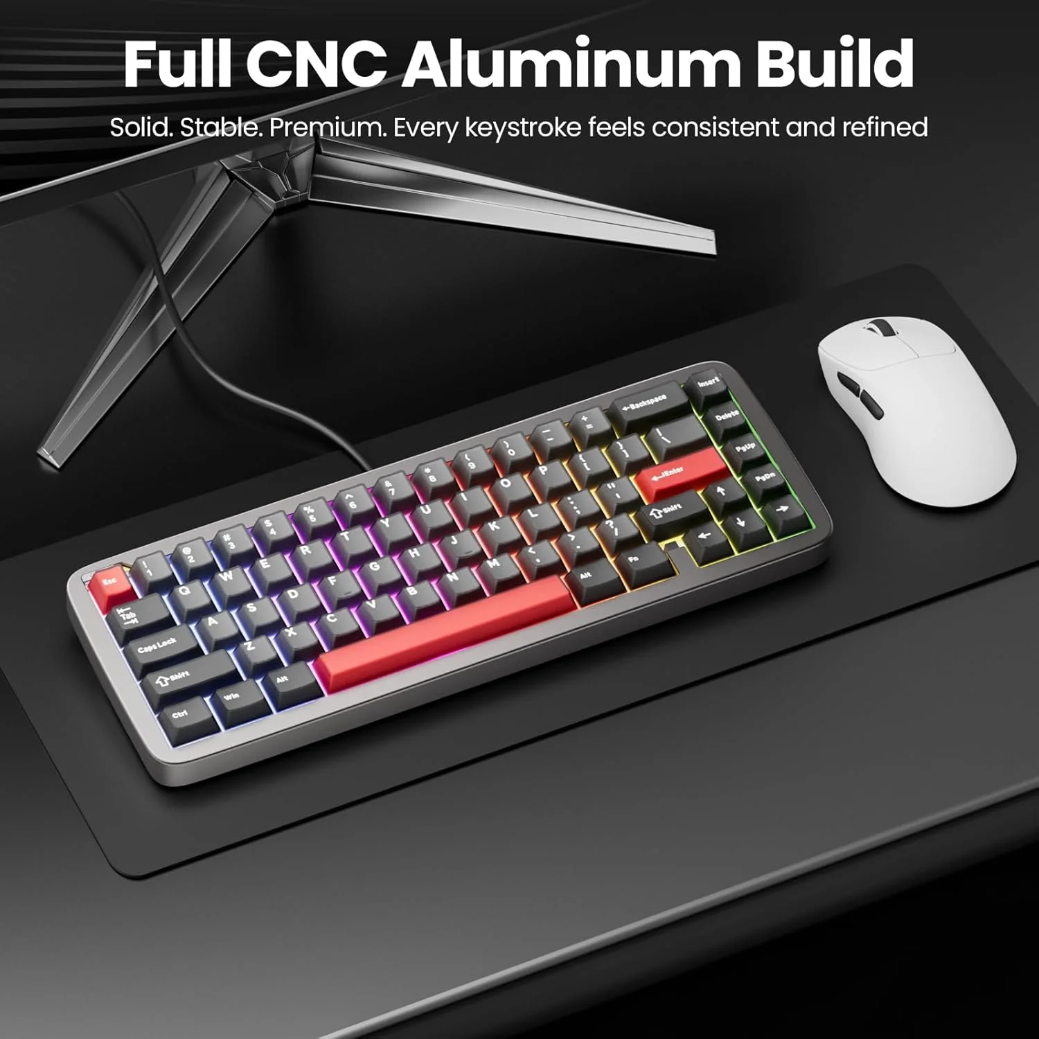 Royal Kludge RK Ultra65 Single-Mode RGB 67 Keys Hot-Swappable Mechanical Keyboard Patina Grey (Cream Switch) - Image 4