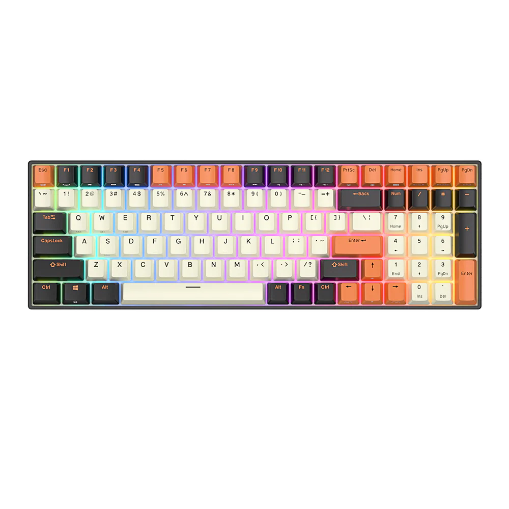 Royal Kludge RK100 Tri-Mode RGB 100-Keys Hot Swappable Mechanical Keyboard (Black Orange) (Brown Switch) - Image 2