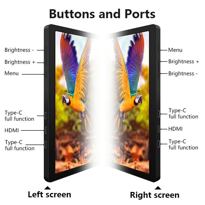 S13 13" FHD (1920x1080) IPS HDR Portable Dual Screen Monitor for Notebook Laptop + Sleeve - Image 16