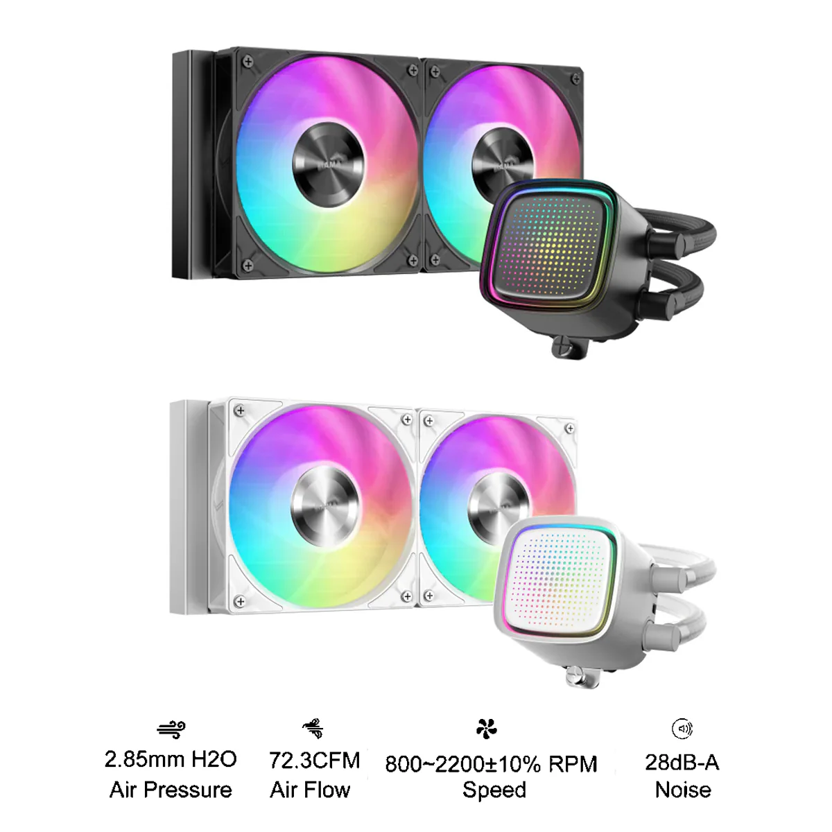 Sama L50 240mm AIO ARGB Liquid CPU Cooler with Dot-Matrix Infinity Mirror Effect (Black, White) (L50-BKWAYX02-G, L50-WHWAYX02-G)