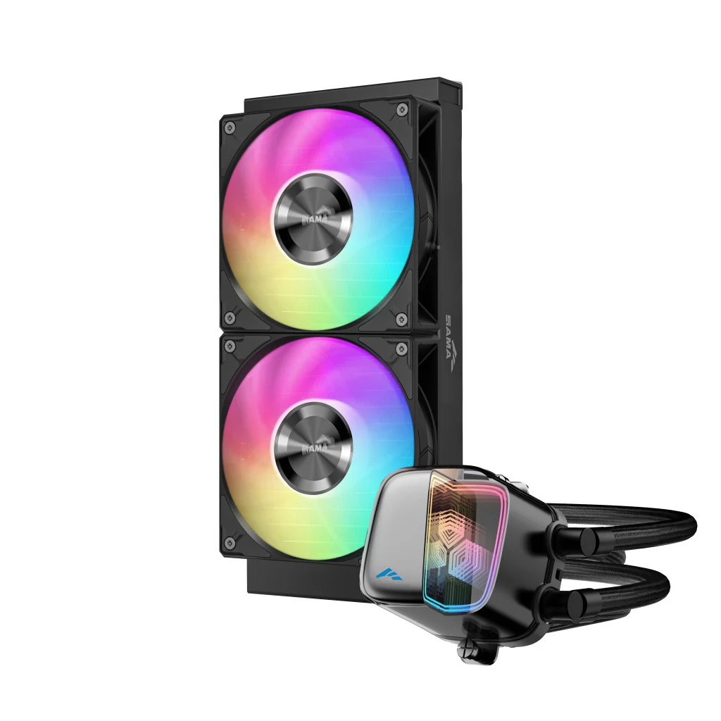 Sama L70 240mm AIO ARGB Liquid CPU Cooler with Infinity Mirror Effect (Black, White) - Image 3