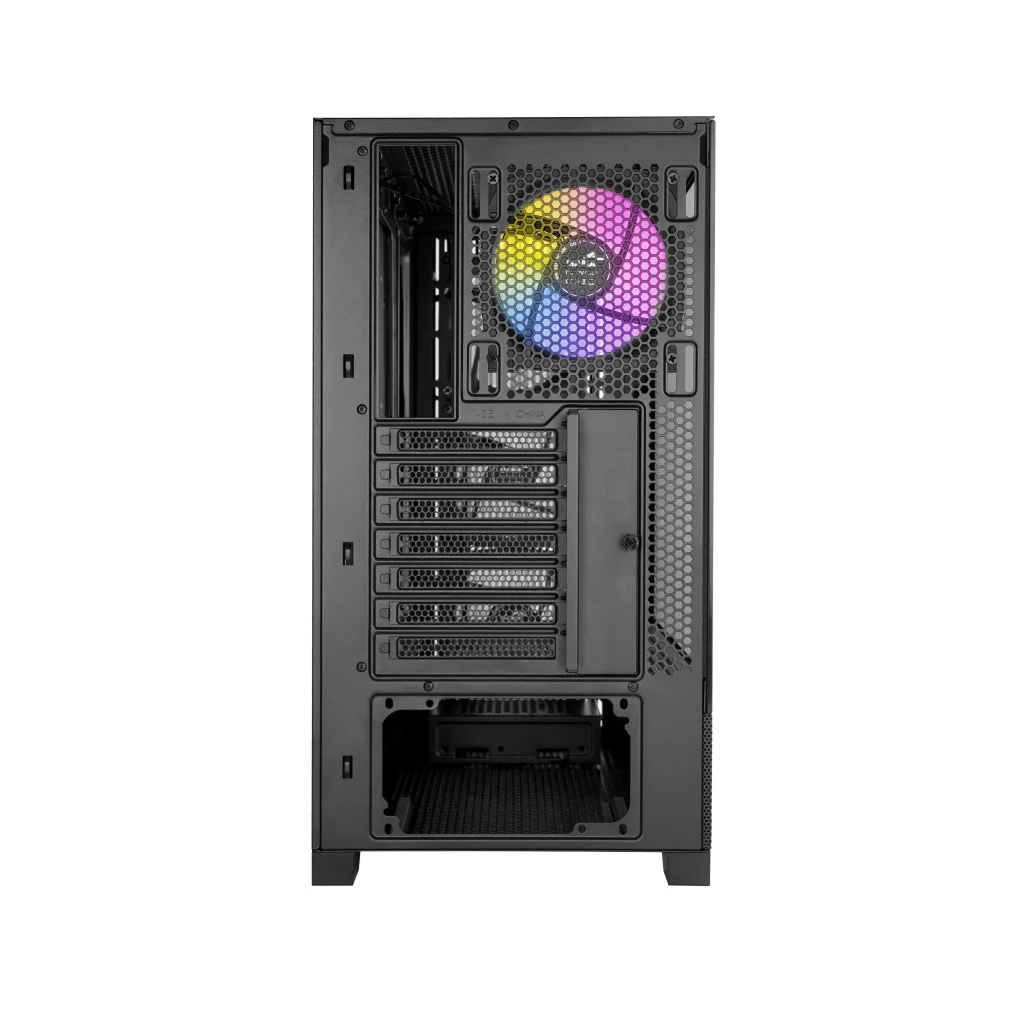 Sama V42 Mid-Tower Wave Front Panel PC Case with 4x Pre-Installed ARGB Fans (Black) (V42-BKAMA4X1-GL) - Image 5