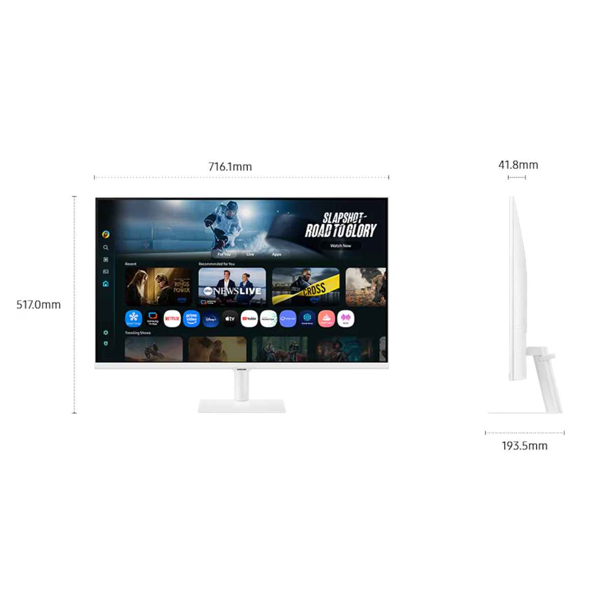 Samsung M7 M70F LS32FM701UEXXP 32" 4K (3840x2160) 60Hz 4ms GTG VA Smart Vision AI, Smart TV Experience with AI, AI Picture Optimizer, Knox Security Monitor with Tilt Adjustment (White) - Image 8