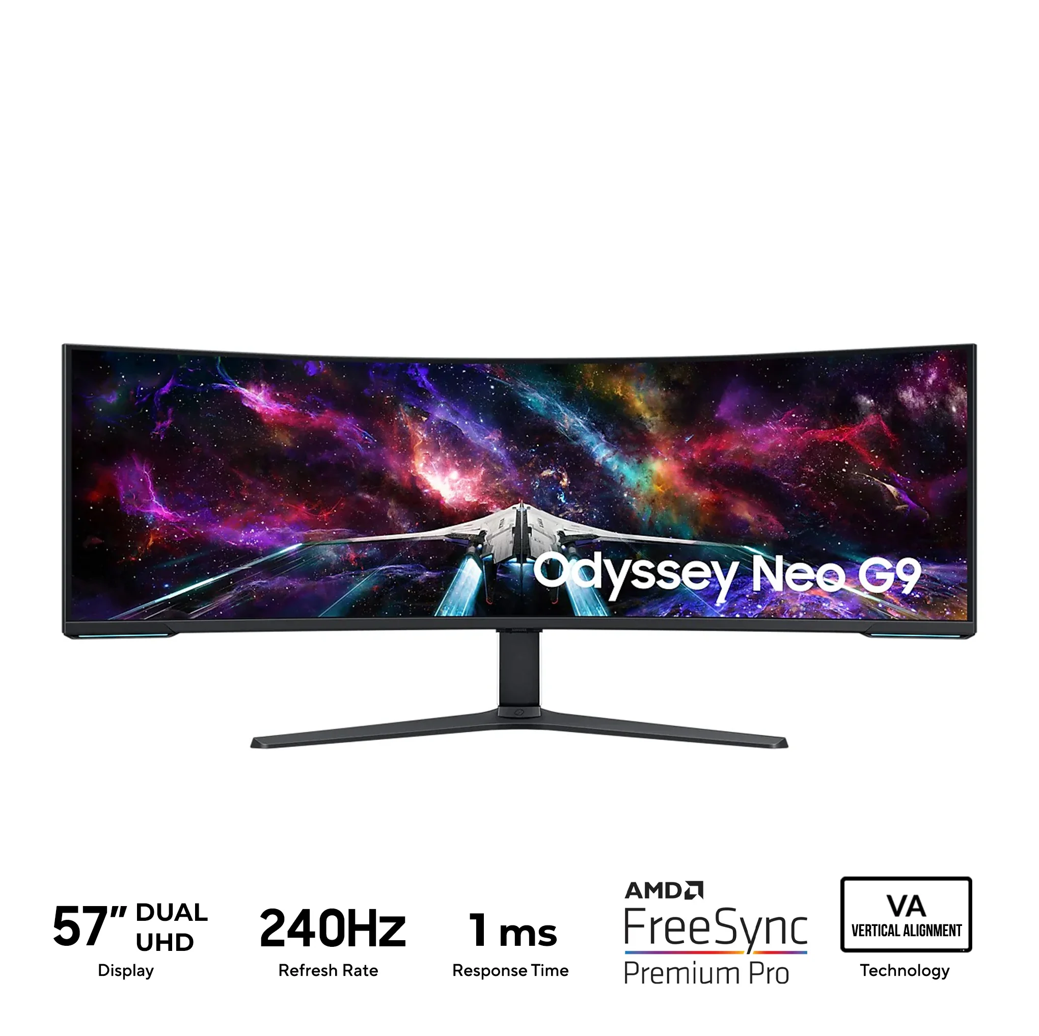 Samsung Odyssey Neo G9 (G95NC) LS57CG952NEXXP 57" 240Hz 1ms GTG 7680x2160 Dual UHD Quantum Mini-LED HDR 1000 Swivel, Tilt, Height-Adjust Curved Gaming Monitor + Samsung HW-B550 Soundbar (Black) Bundle