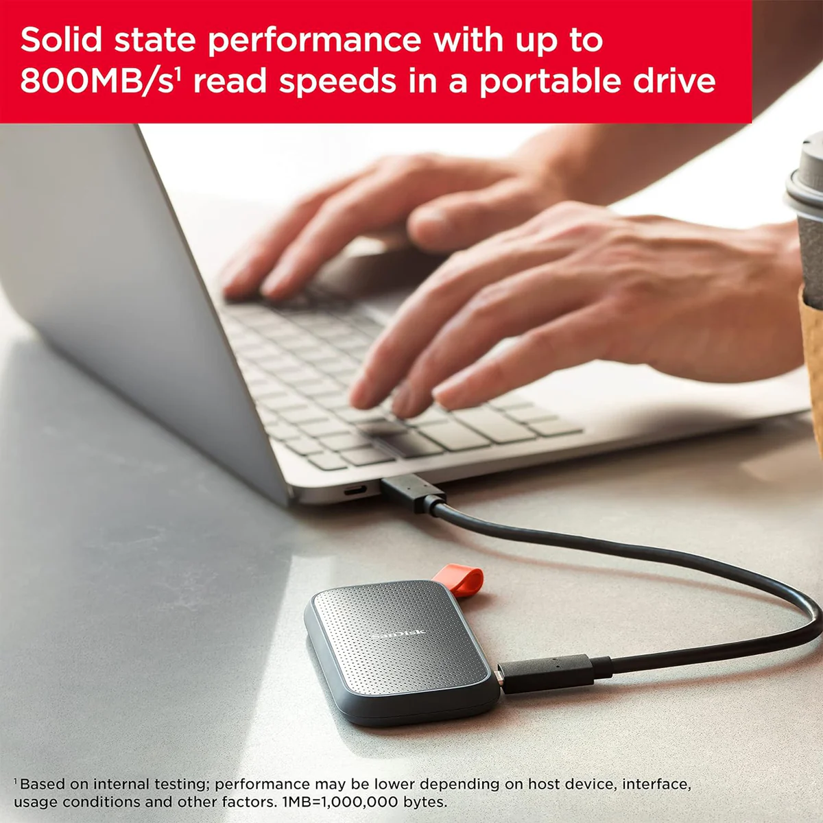 Sandisk 2TB USB 3.2 Gen 2 Type-C up to 800MB/s Portable SSD (Black) - Image 6